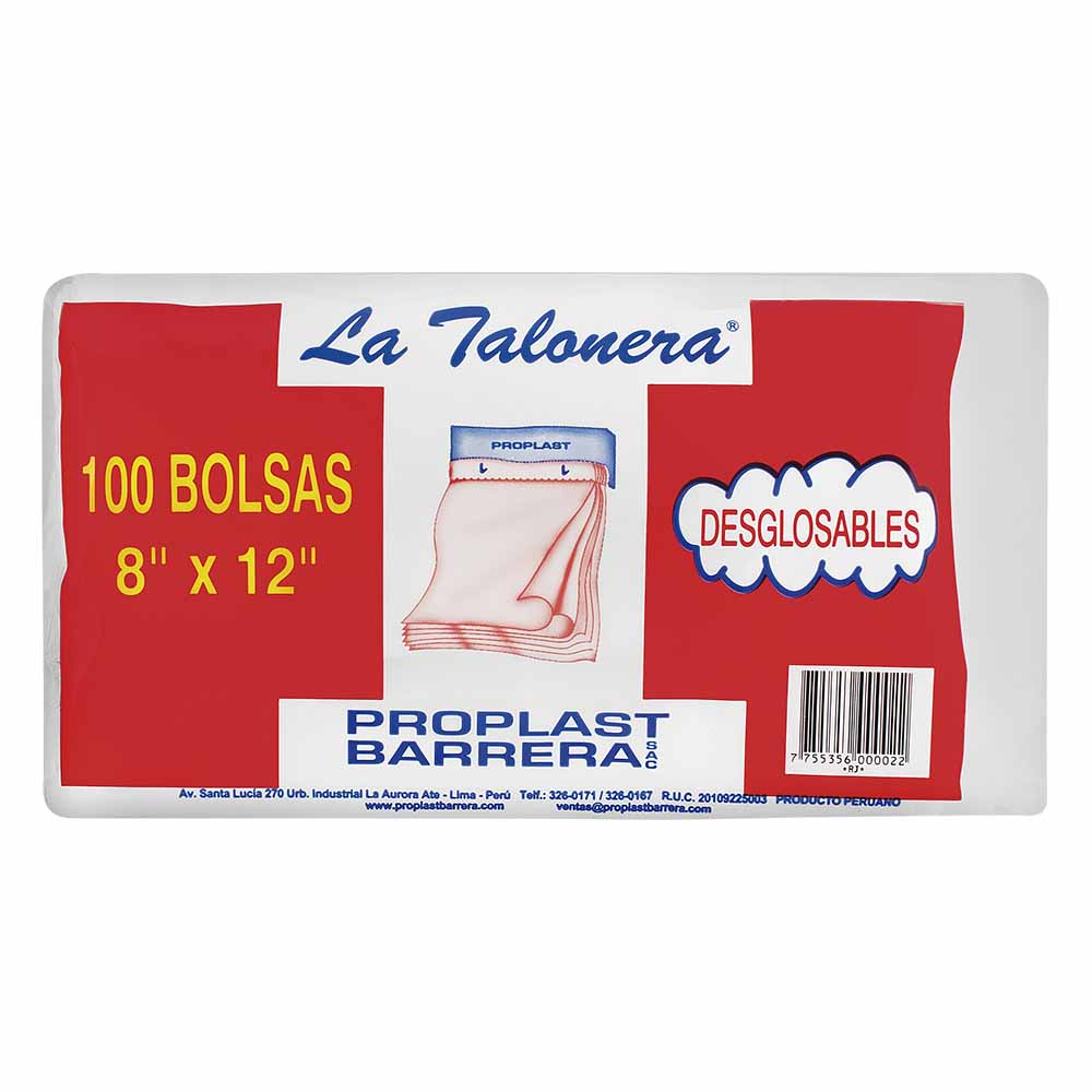 Talonera PB Bl Desglos 8x12un 100un