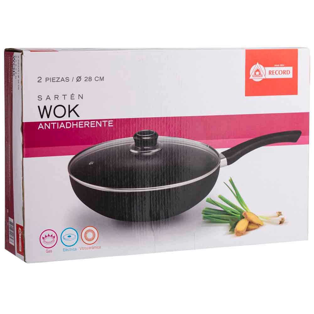 Sartén Wok RECORD con Tapa de Vidrio28