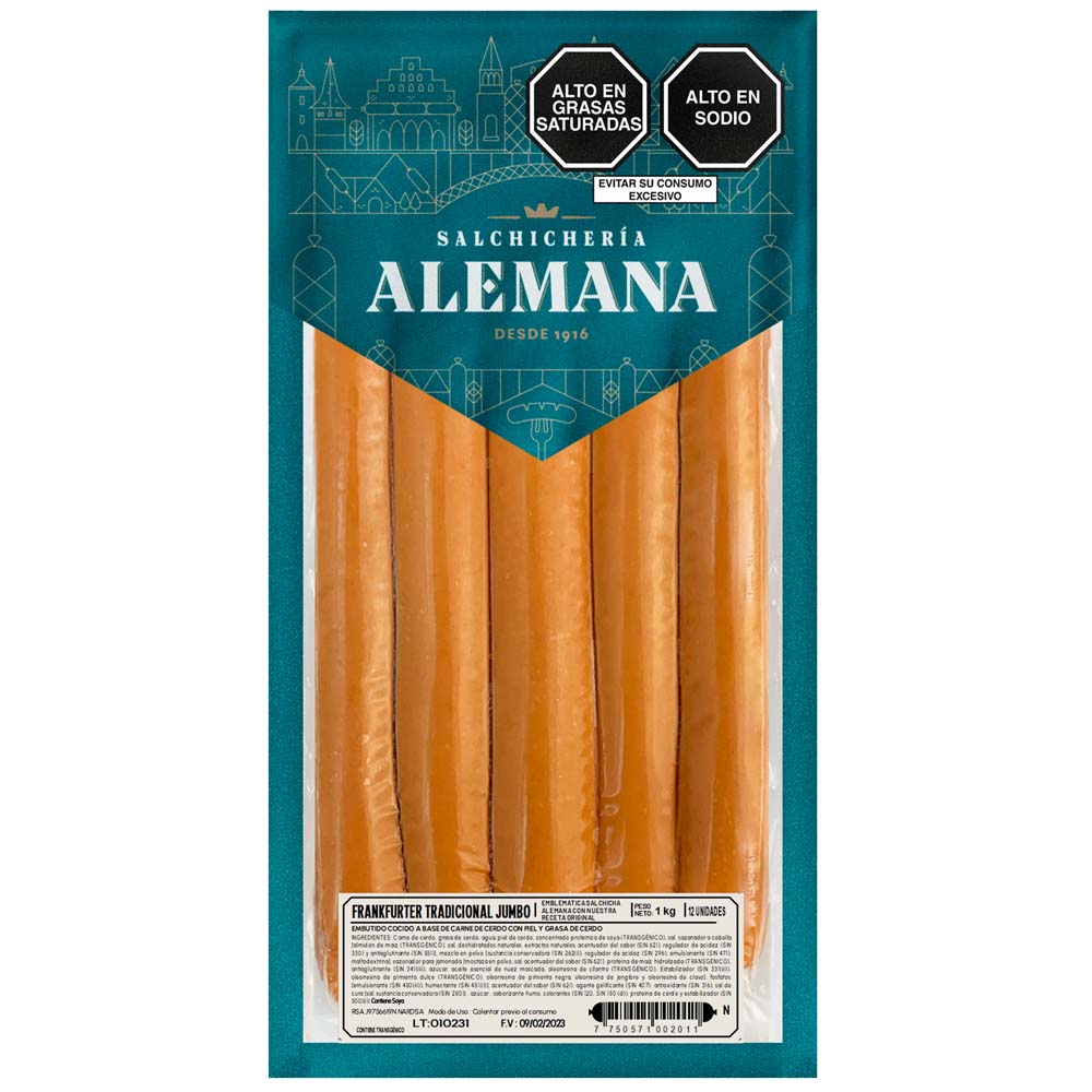 Frankfurter Tradicional Jumbo ALEMANA Paquete 1Kg
