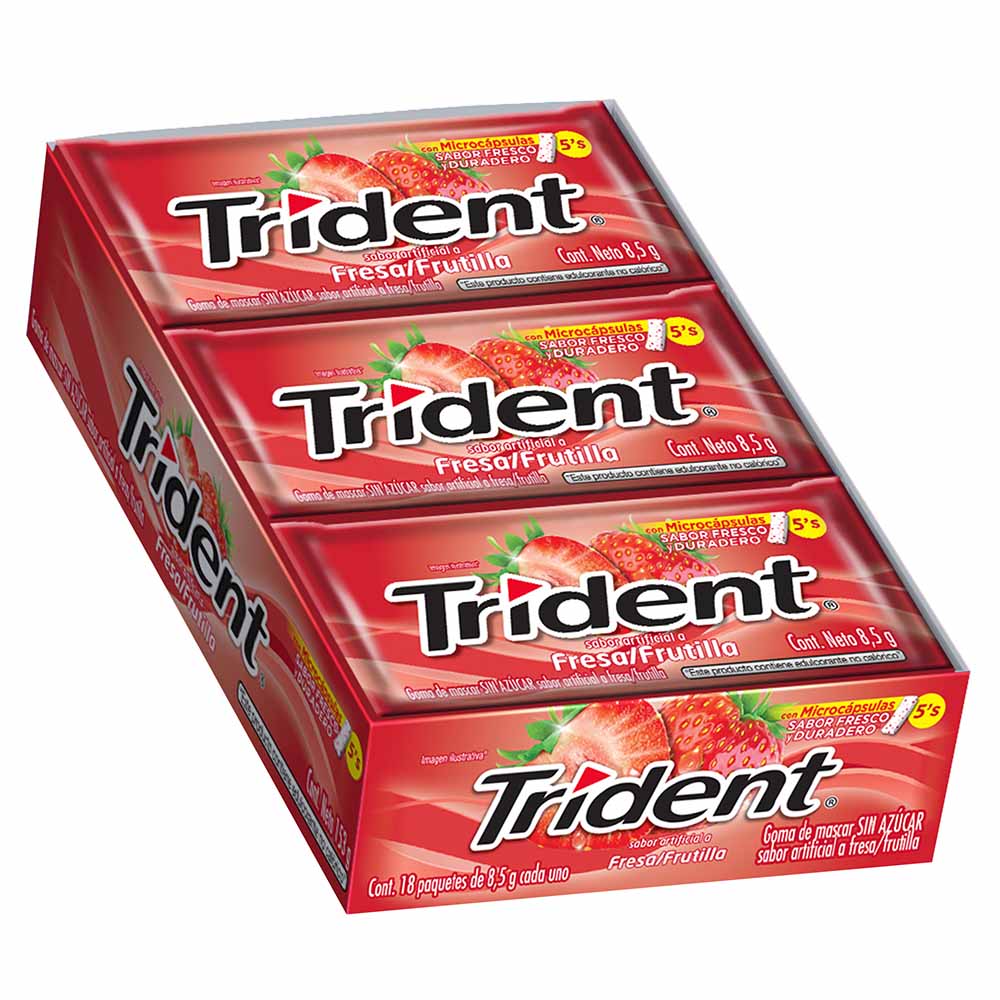 Goma de Mascar TRIDENT 5S Fresa Paquete 18un