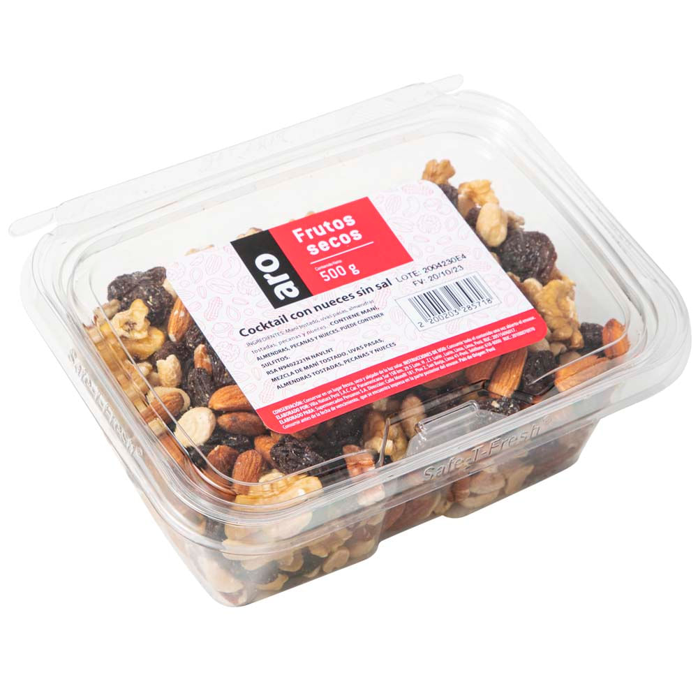 Cocktail con Nueces Sin Sal ARO Táper 500g