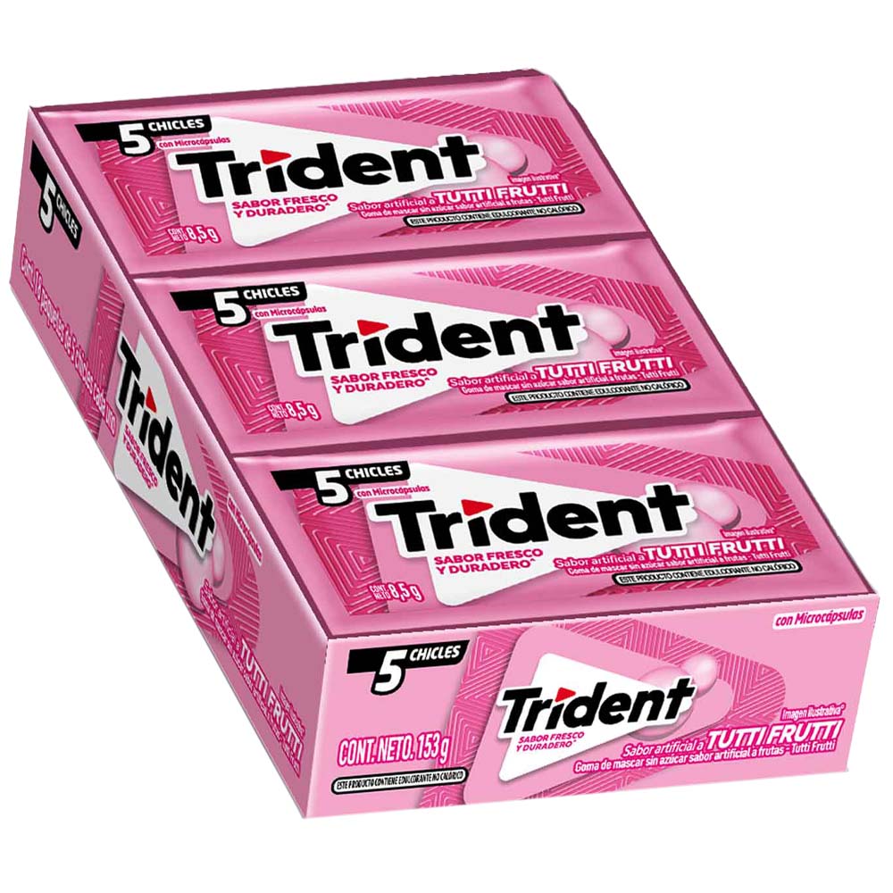 Goma de Mascar TRIDENT Tutti Frutti Botella Caja 153g