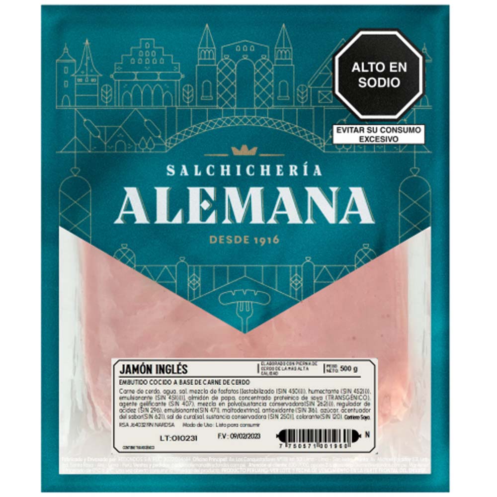 Jamón Inglés SALCHICHERIA ALEMANA Paquete 500g