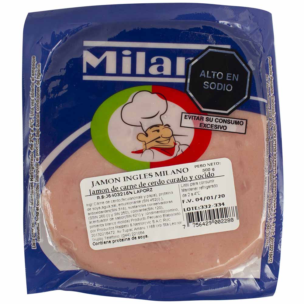 Jamón Inglés MILANO Paquete 500g