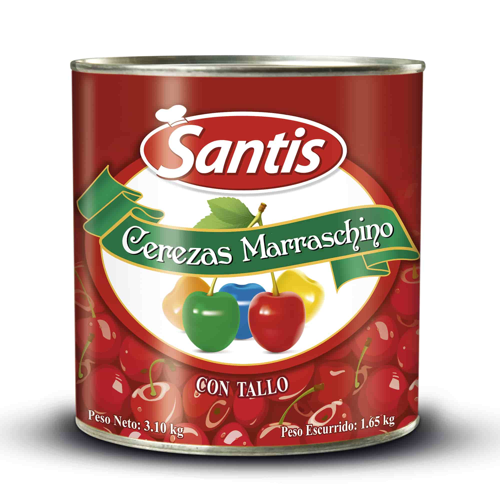 Cerezas Marrasquino con Tallo SANTIS Lata 3kg