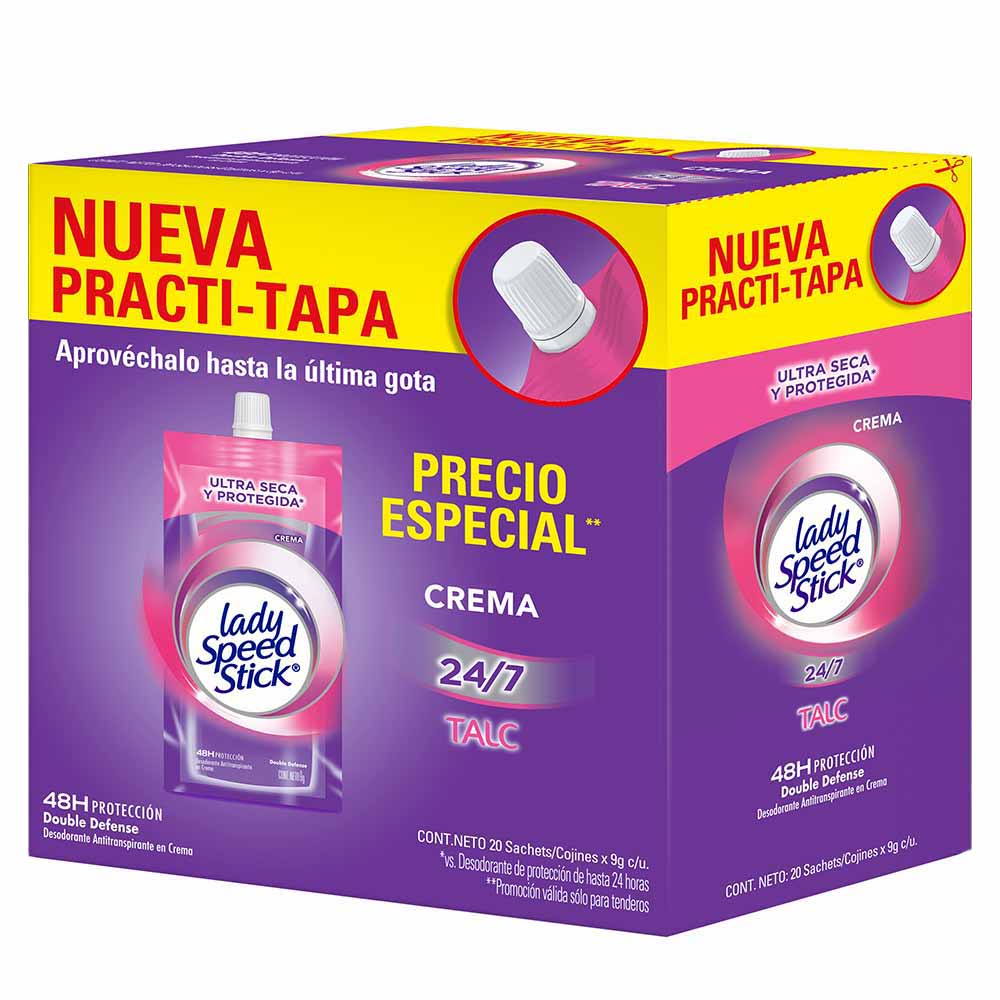 Desodorante para Mujer en Crema LADY SPEED STICK 247 Sachet 9g x 20un