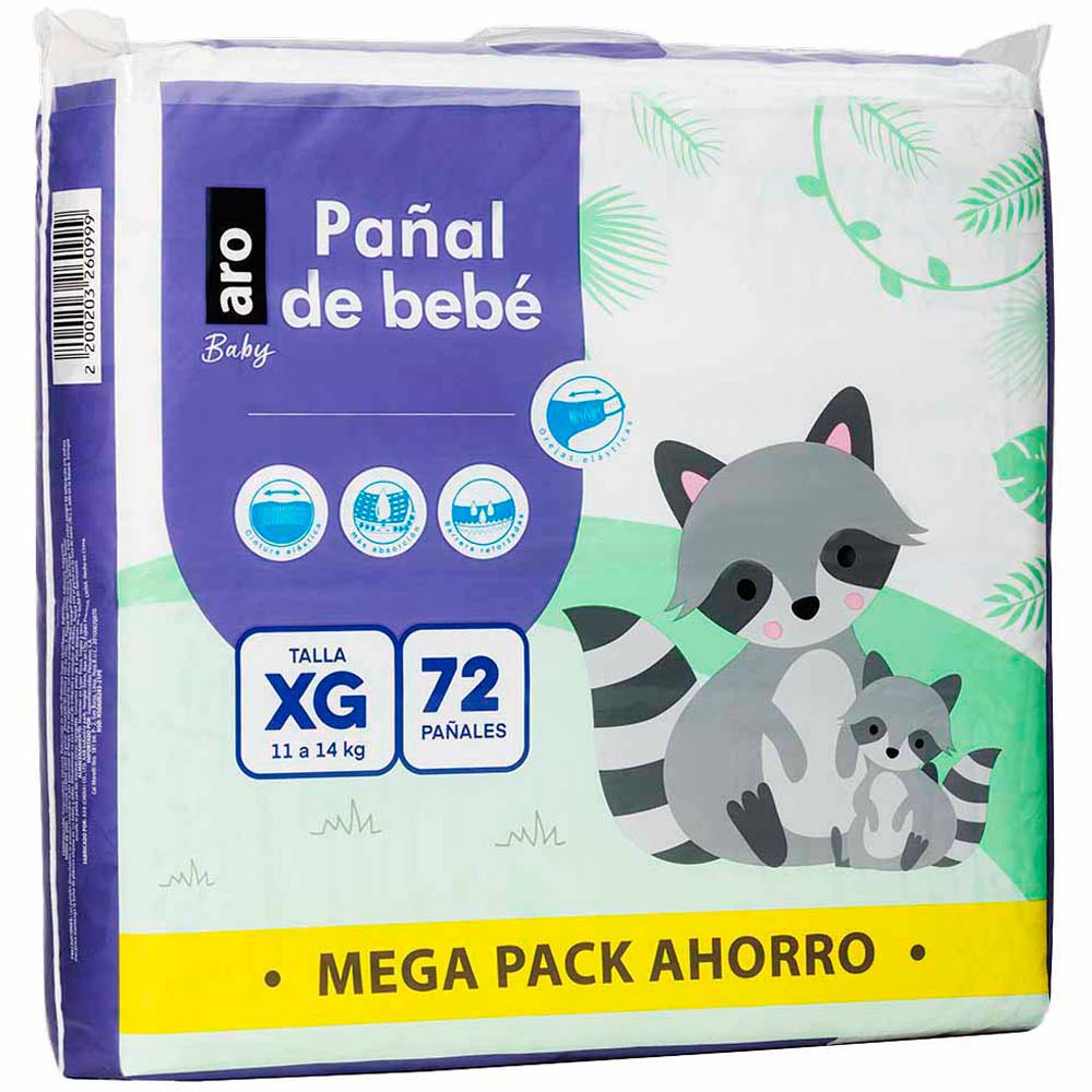 Pañal para Bebé ARO XG Paquete 72un