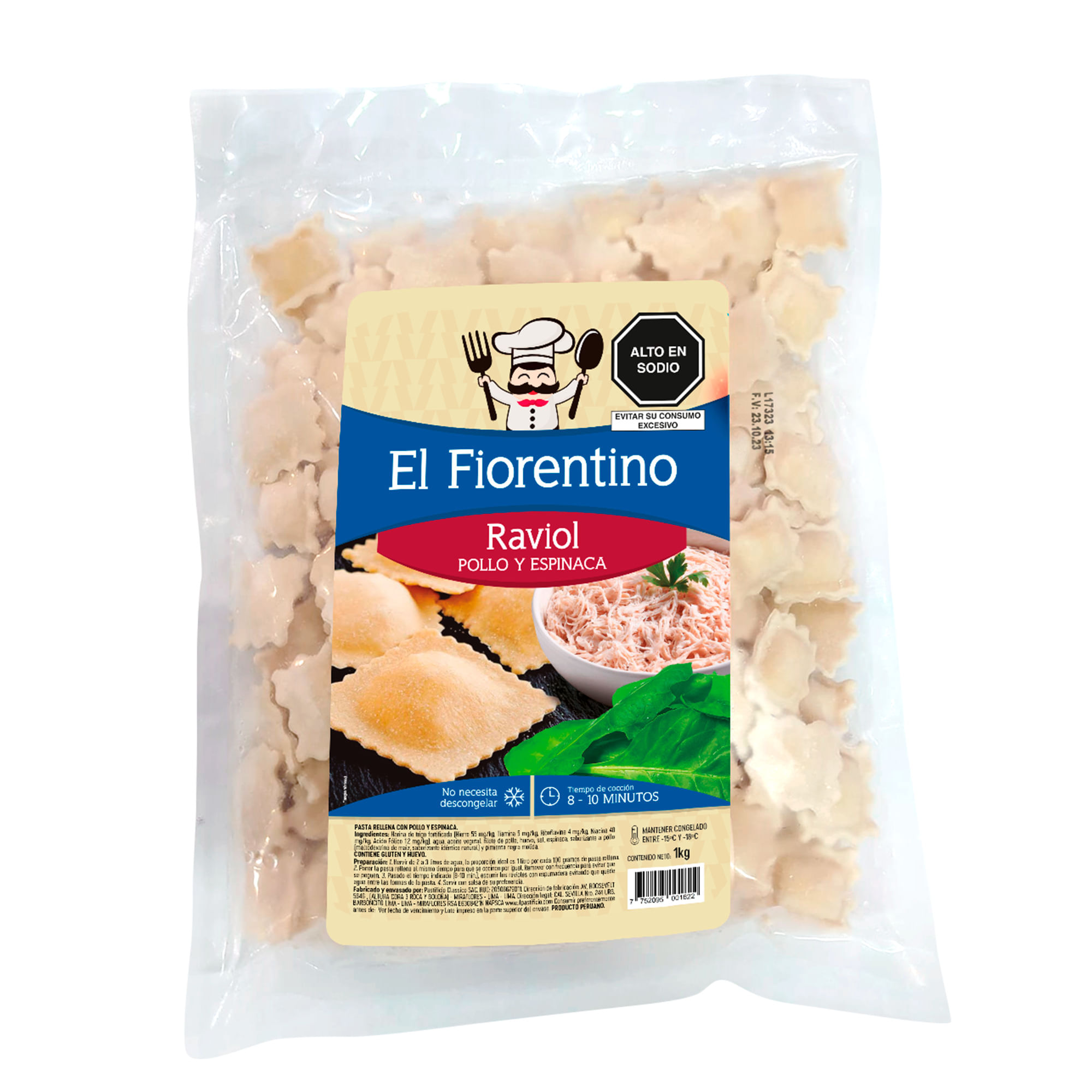 Raviol de Pollo y Espinaca EL FIORENTINO Bolsa 1Kg