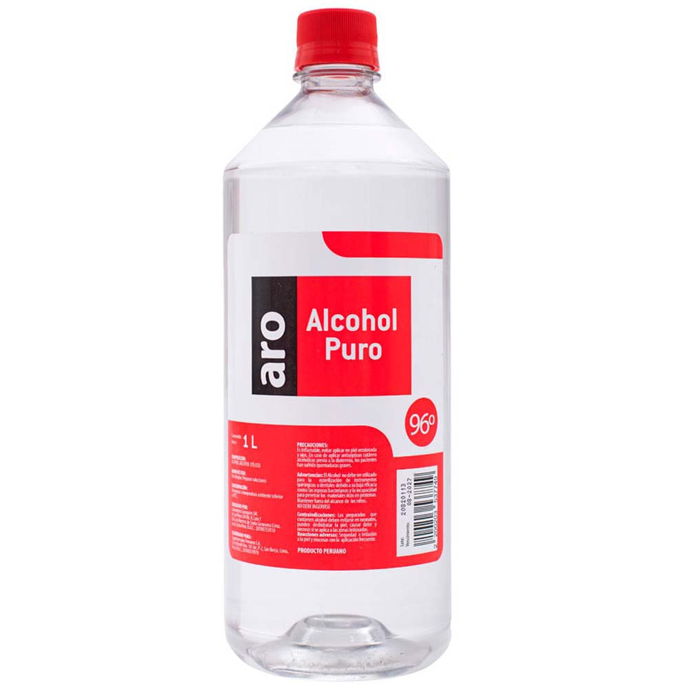 Alcohol Puro 96° ARO Frasco 1L