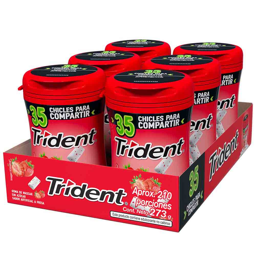 Goma de Mascar sin Azúcar TRIDENT Fresa Caja 6un