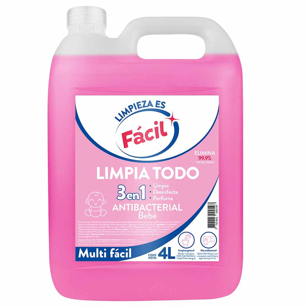 Limpiador Antibacterial FACIL Bebé 4L