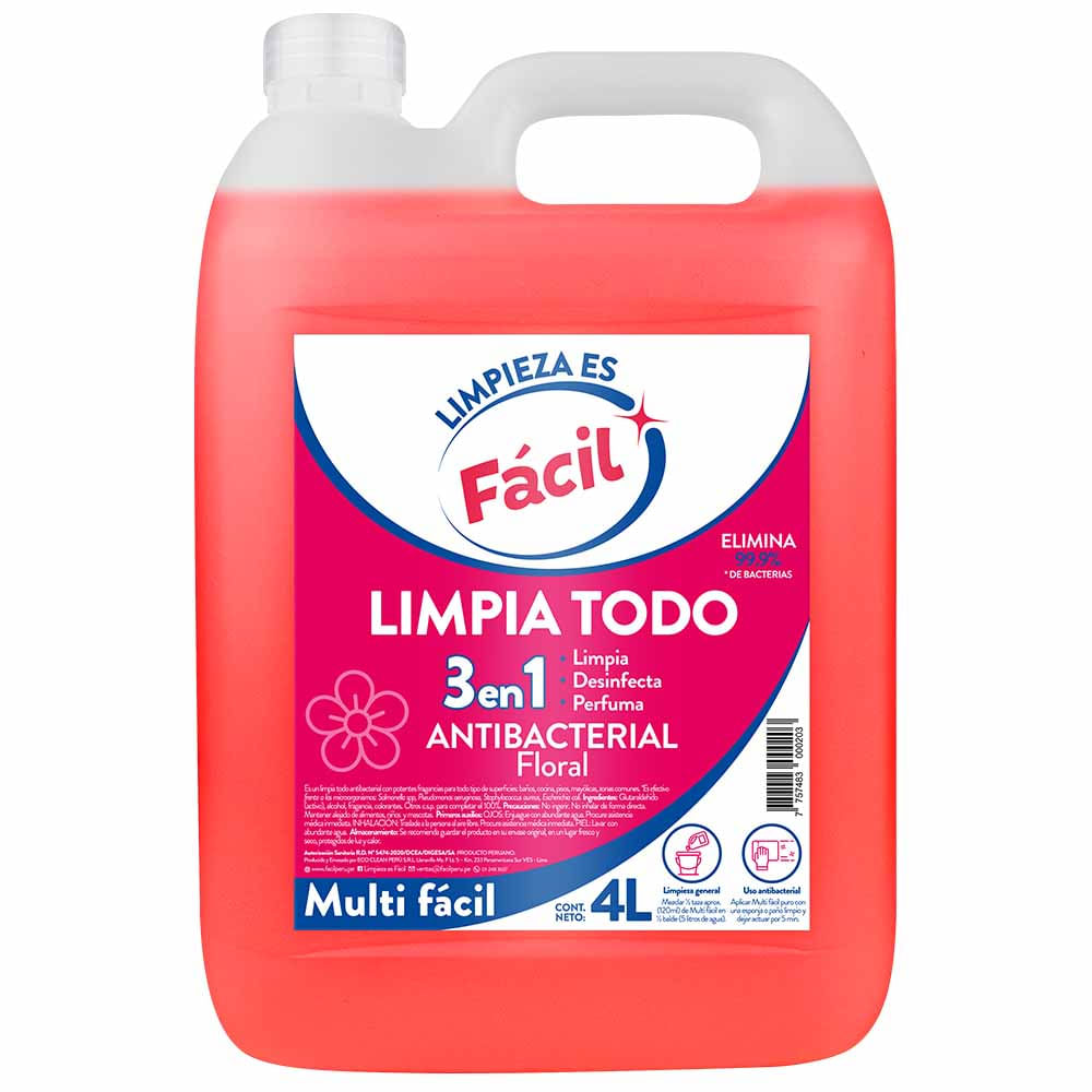 Limpiador Antibacterial FACIL Floral 4L