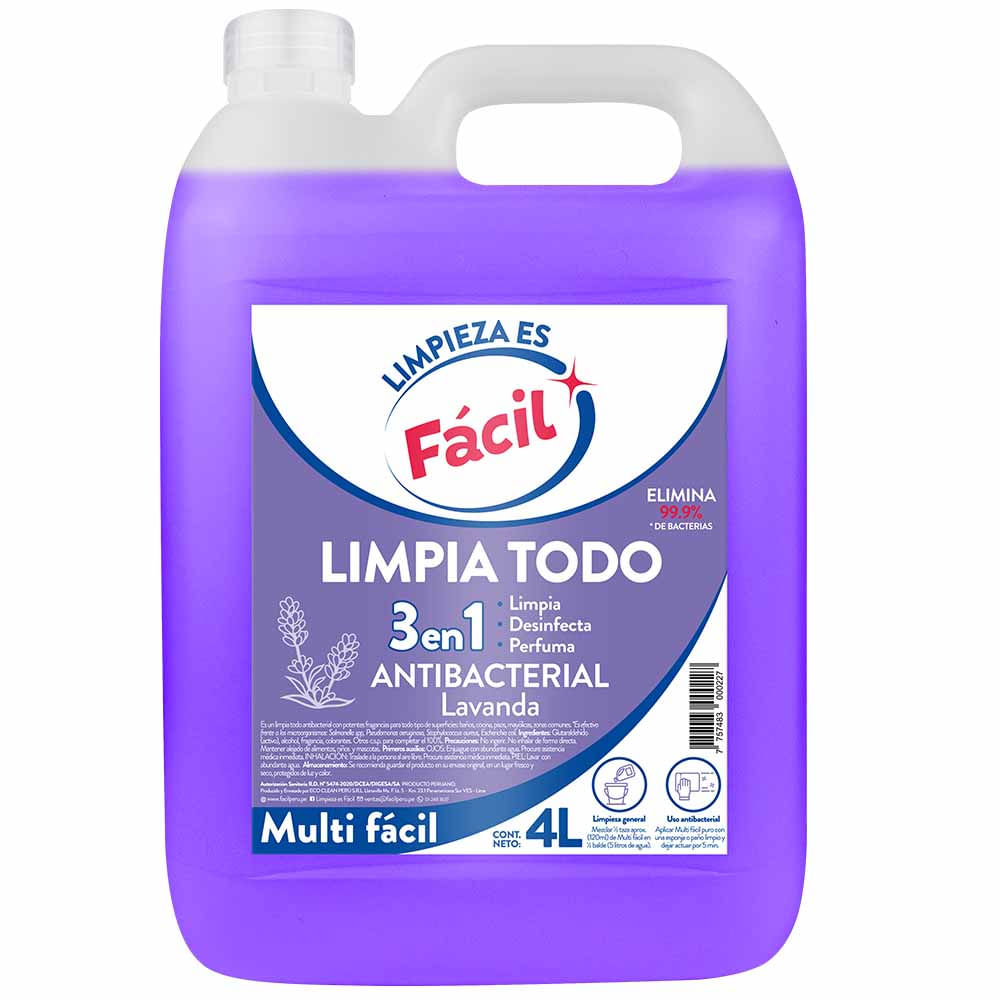 Limpiador Antibacterial FACIL Lavanda 4L