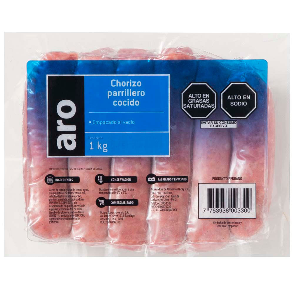 Chorizo Pre Cocido ARO 1Paquete  x1kg