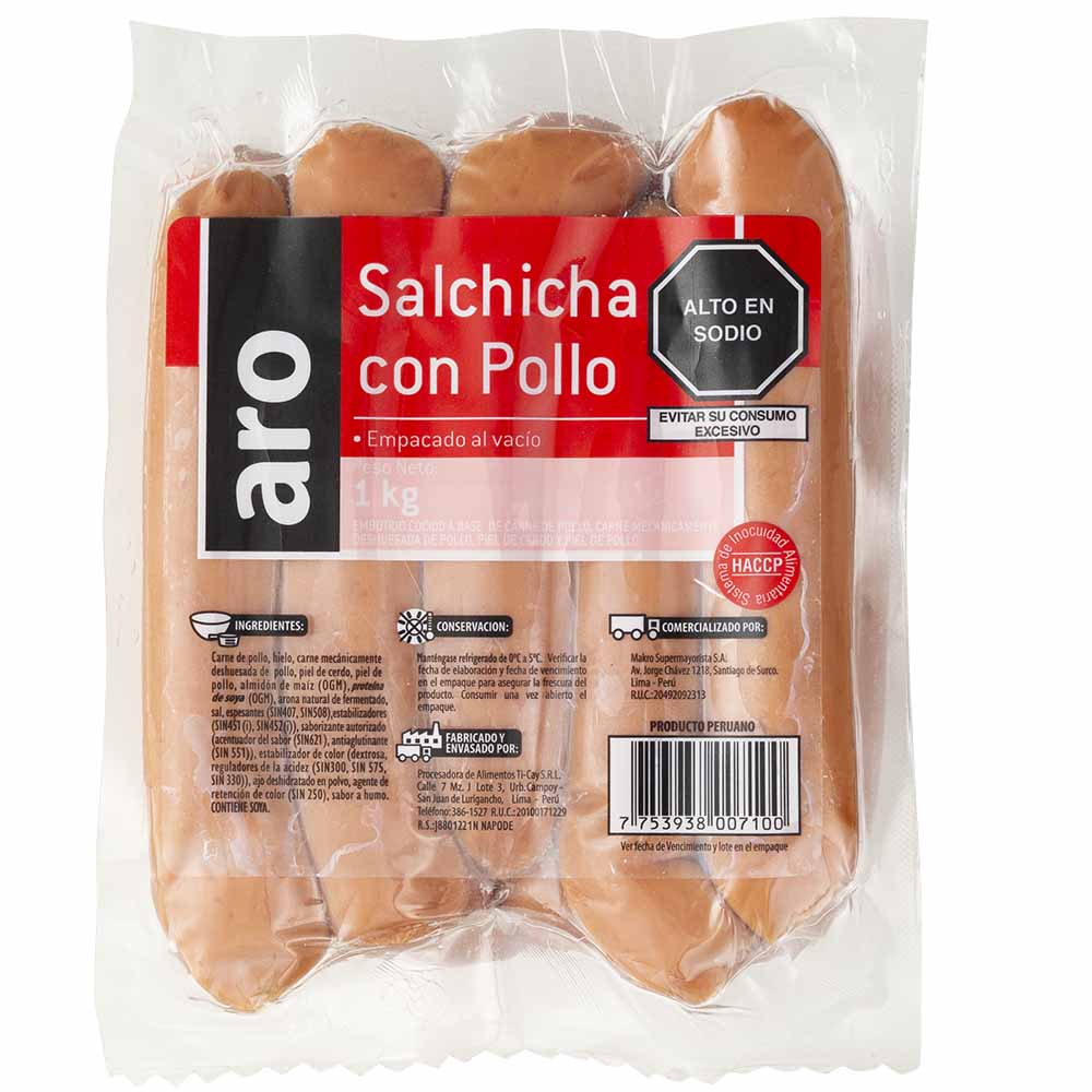 Salchicha De Pollo Aro X1Kg