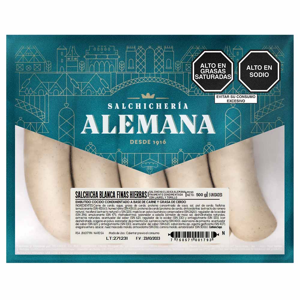 Salchicha Blanca Finas Hierbas S. ALEMANA 500g