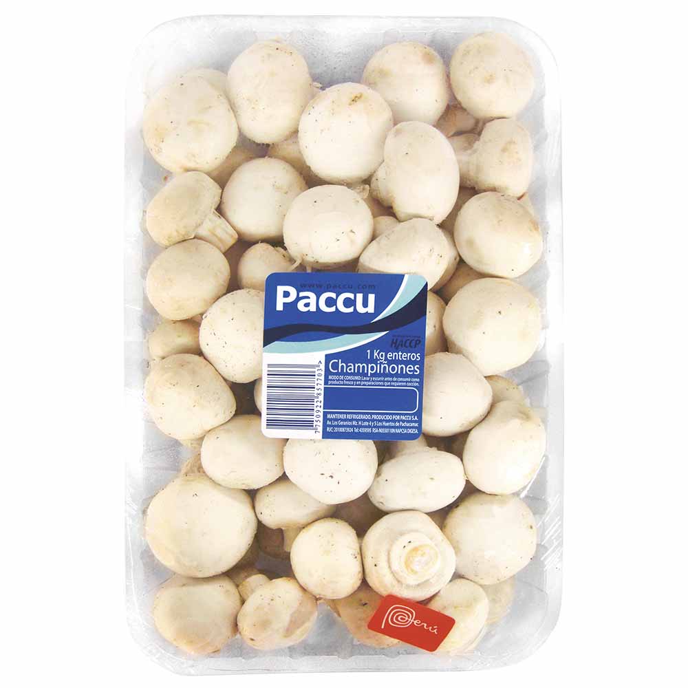 Champiñones Enteros Paccu Bandeja 1 Kg