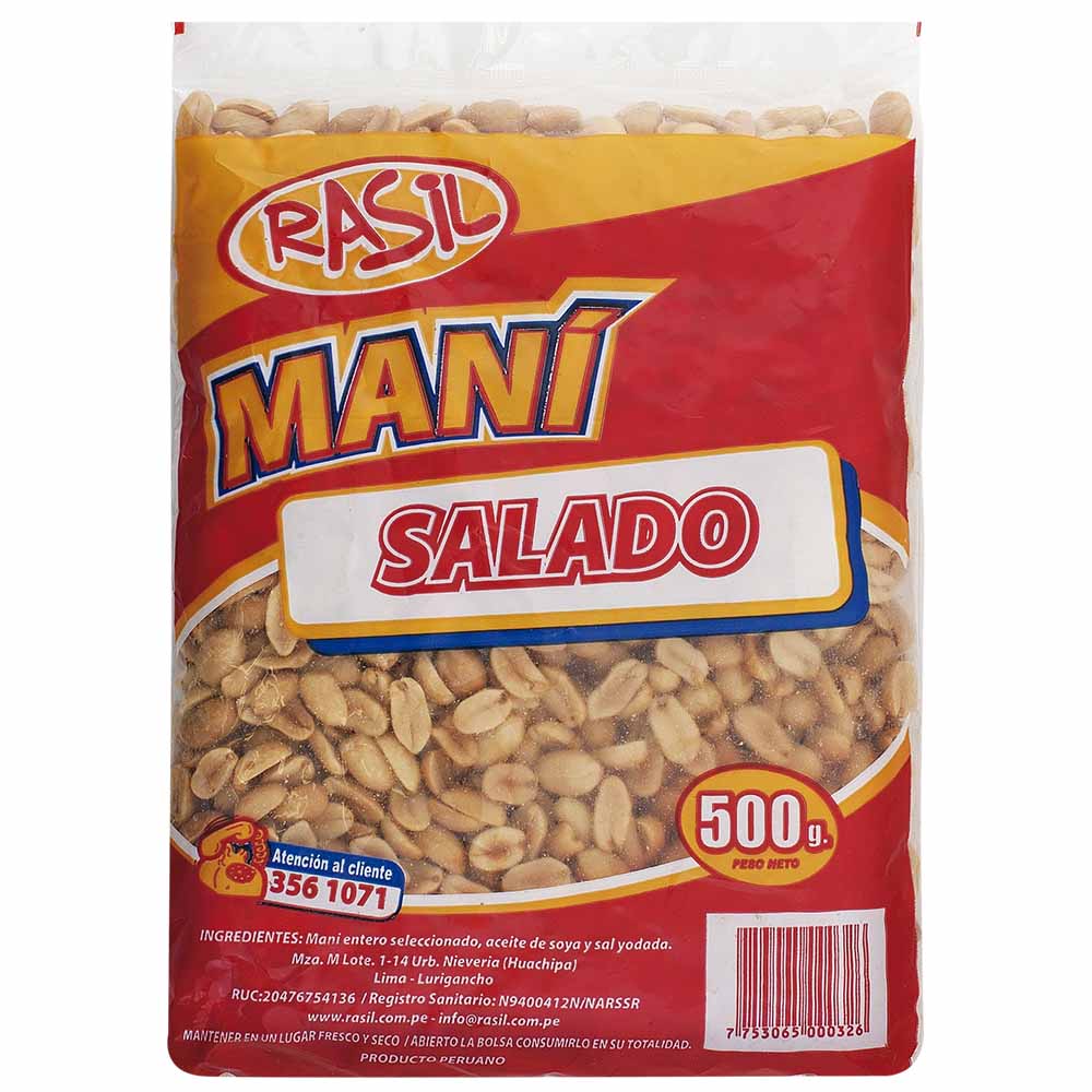 Maní Salado RASIL Bolsa 500g