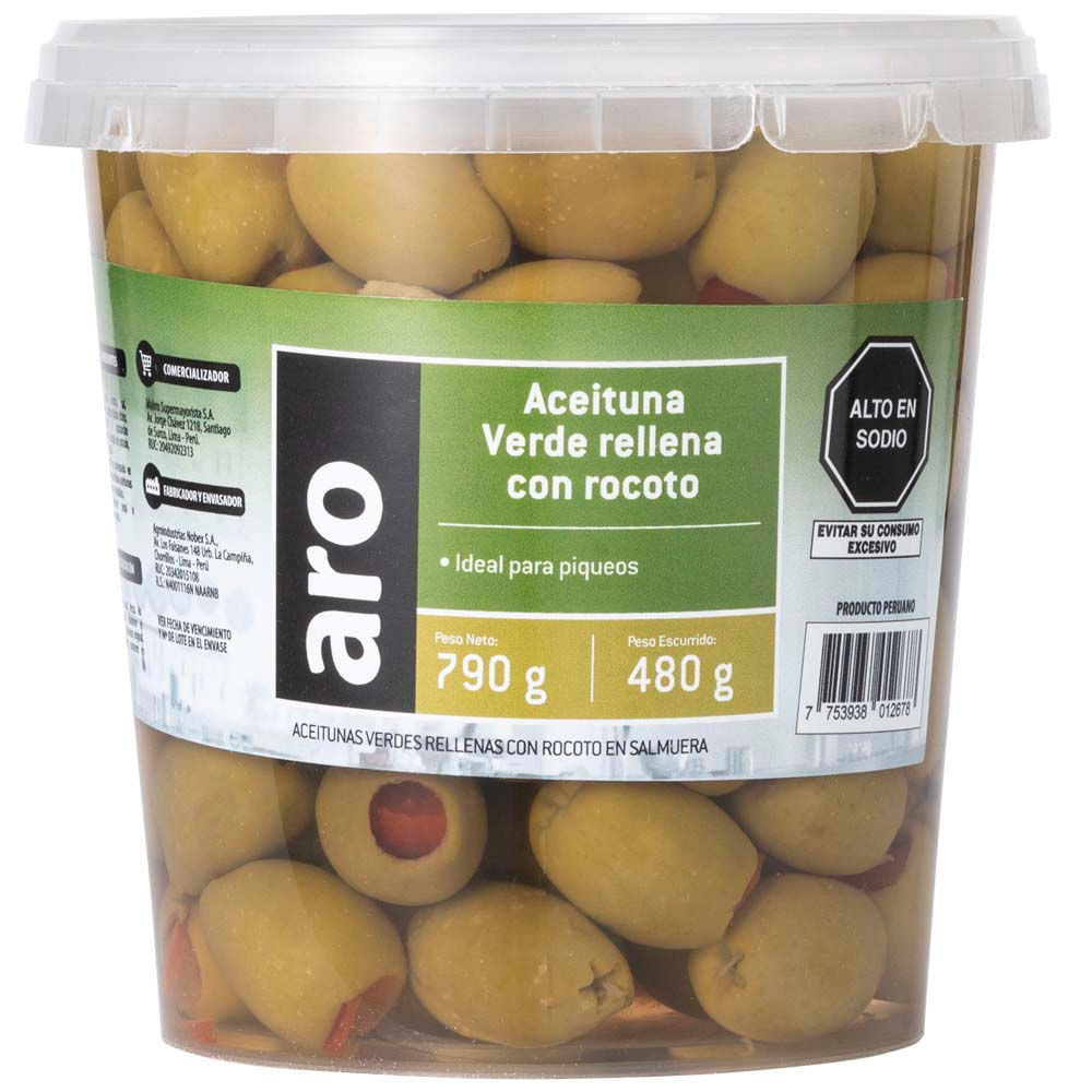Aceituna Verde ARO con Rocoto Conserva 790g