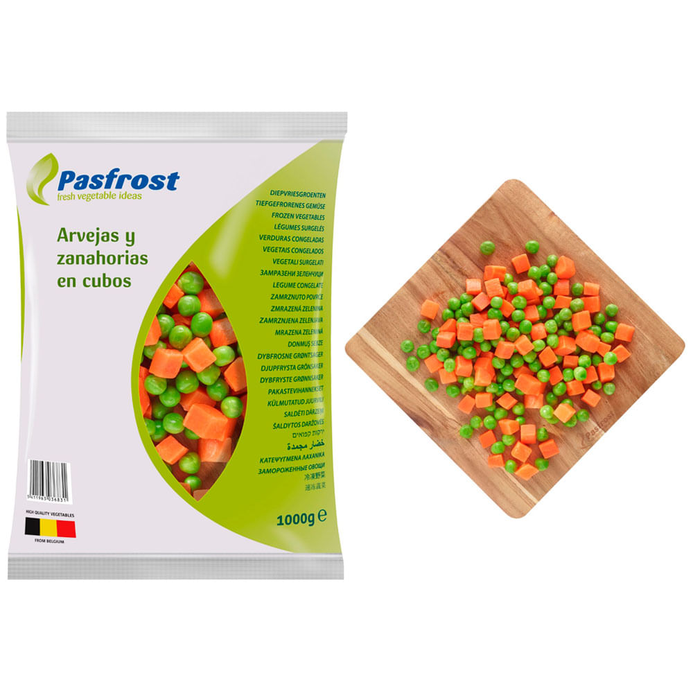 Mix Verduras Congelados PASFROT 1 Kg  (Zanahoria, Arvejas)