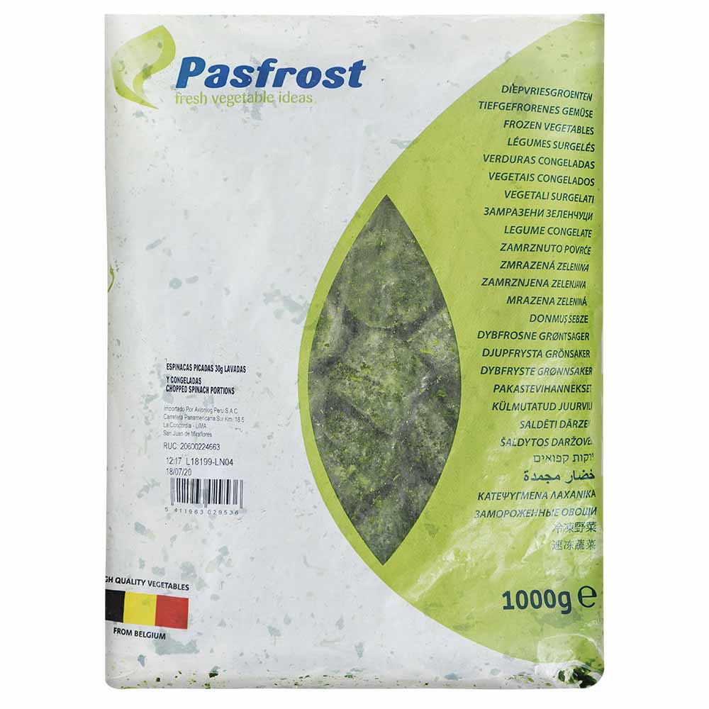 Espinaca Picada Congelada PASFROT x 1 Kg