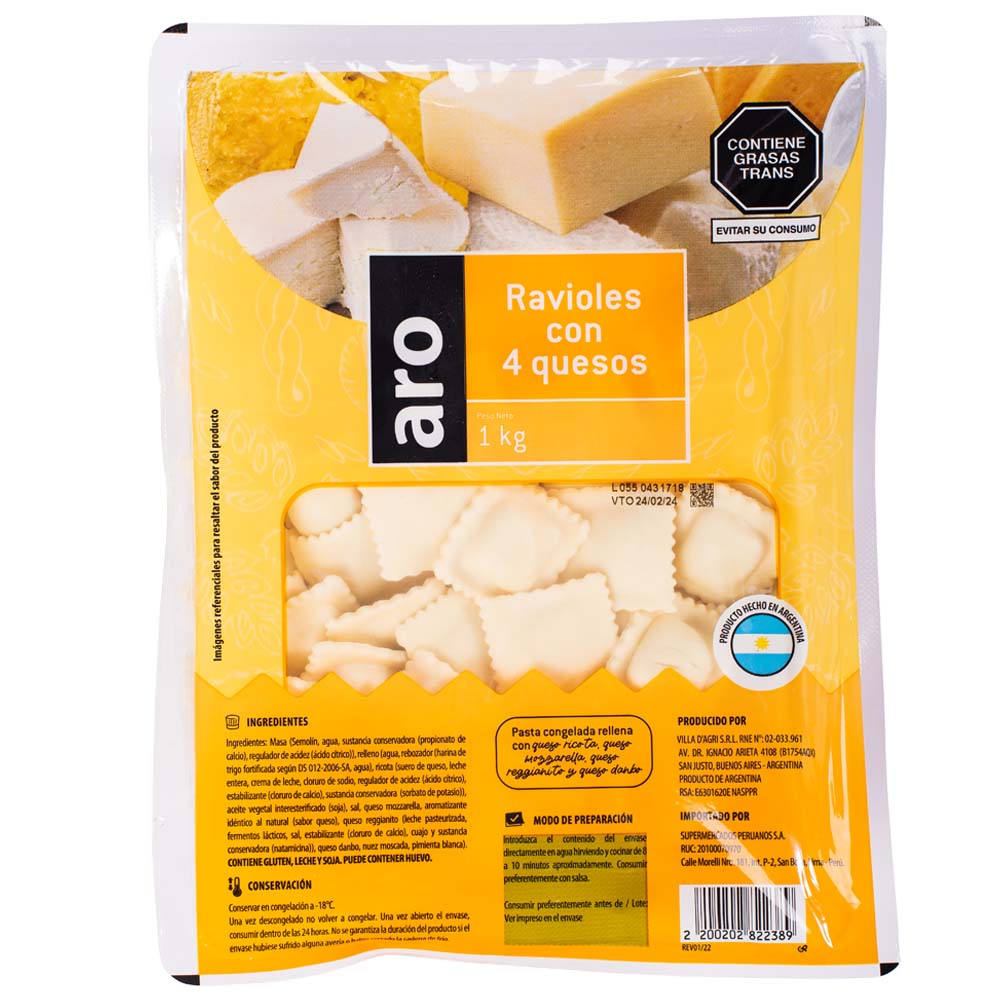 Ravioles 4 Quesos ARO 1Kg