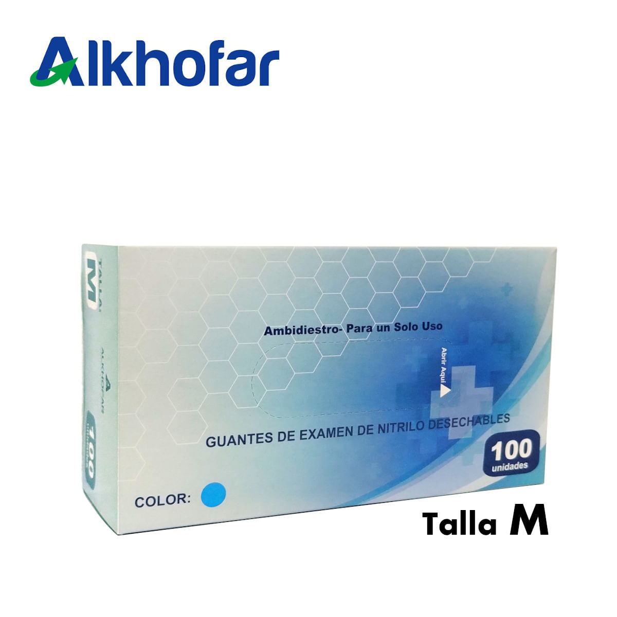 Guantes de Nitrilo Alkhofar Talla M caja*100und celeste