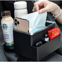 Caja de almacenamiento para coche con portavasos Color negro Marca Divi
