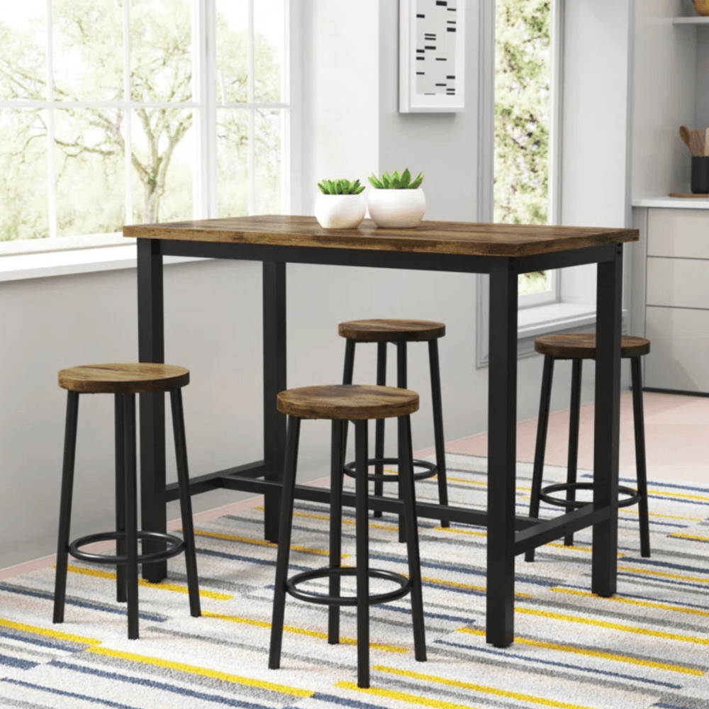 Mesa Bar + 4 Sillas Moonson Ventitas Home Caramelo