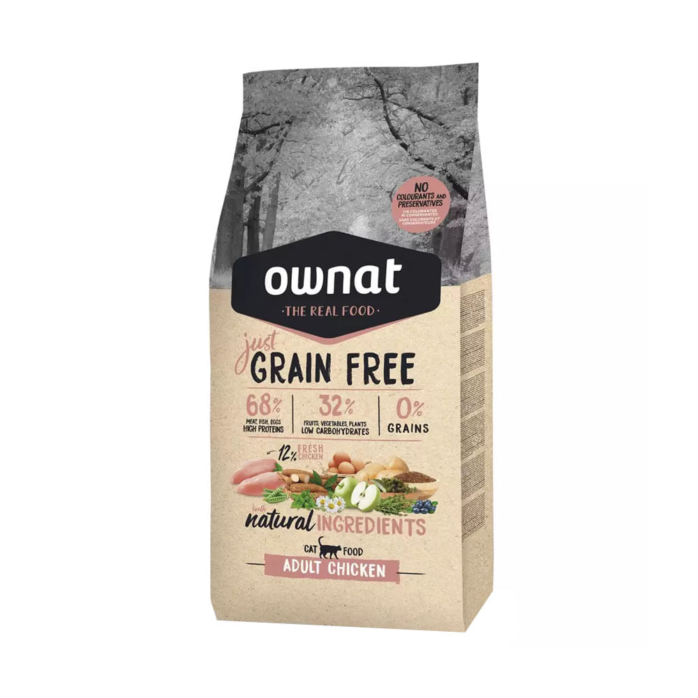 Alimento Ownat Just Libre de Granos Gato Adulto Sabor Pollo 1Kg