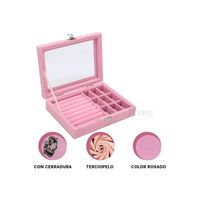 Caja Cofre Joyero Portátil Multiusos para Joyas Pulseras y Aretes Color Rosado