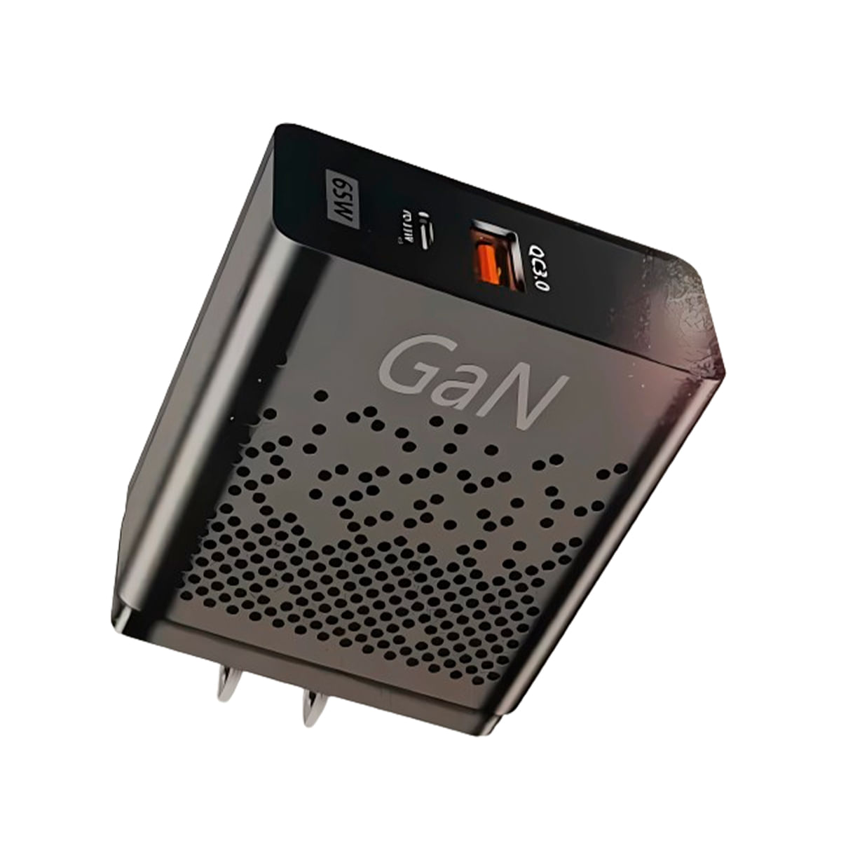 Cargador Cubo de 65W con Entrada USB y USB-C | Negro