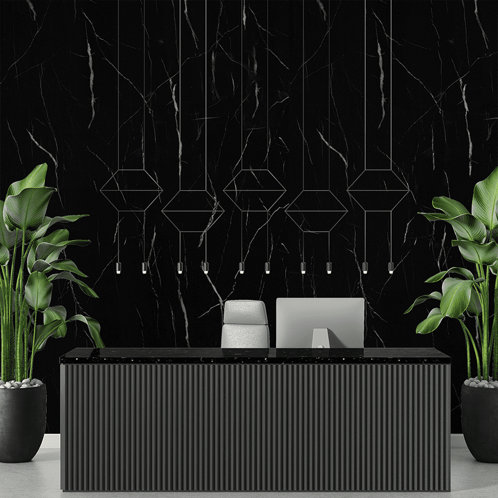 Panel SPC tipo mármol Negro Marquina 122x244cm X 2 Piezas