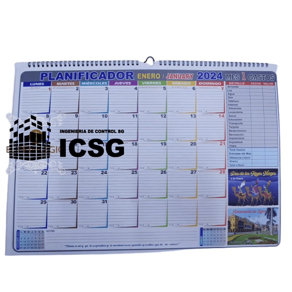 Planificador Mensual Ejecutivo 2024 Para Pared 50x35 Cm