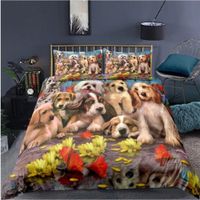 Cobertor Juego Cama  Estampado 3D diseño Perro Funda Edredon  Funda Almohada