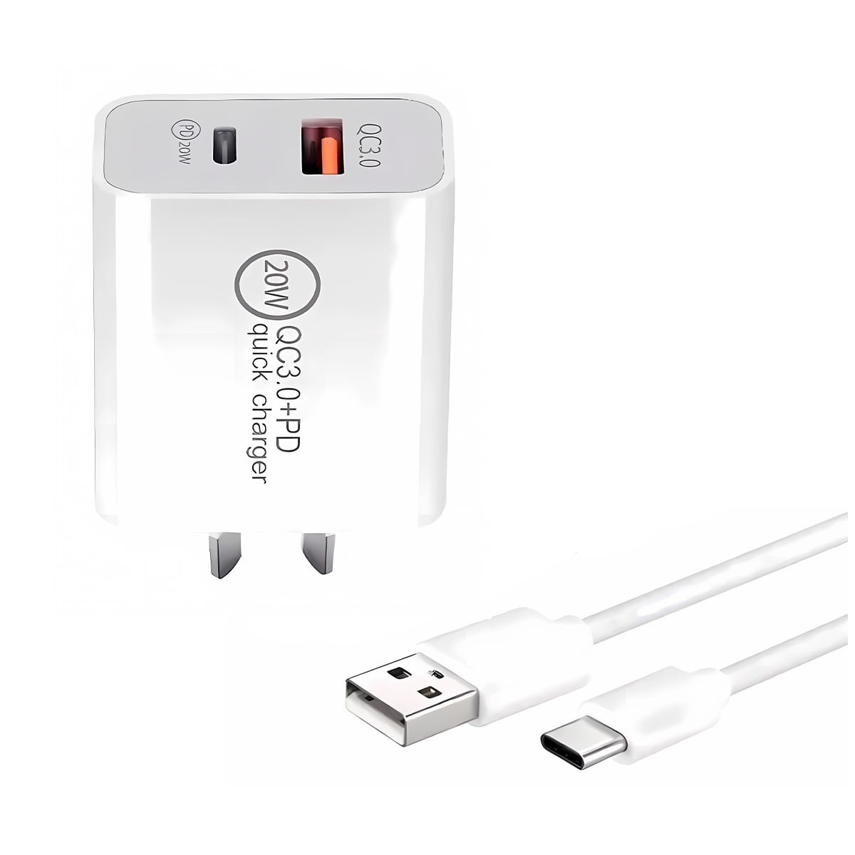 Cargador de 20W con una Entrada USB-C + Cable de 1m