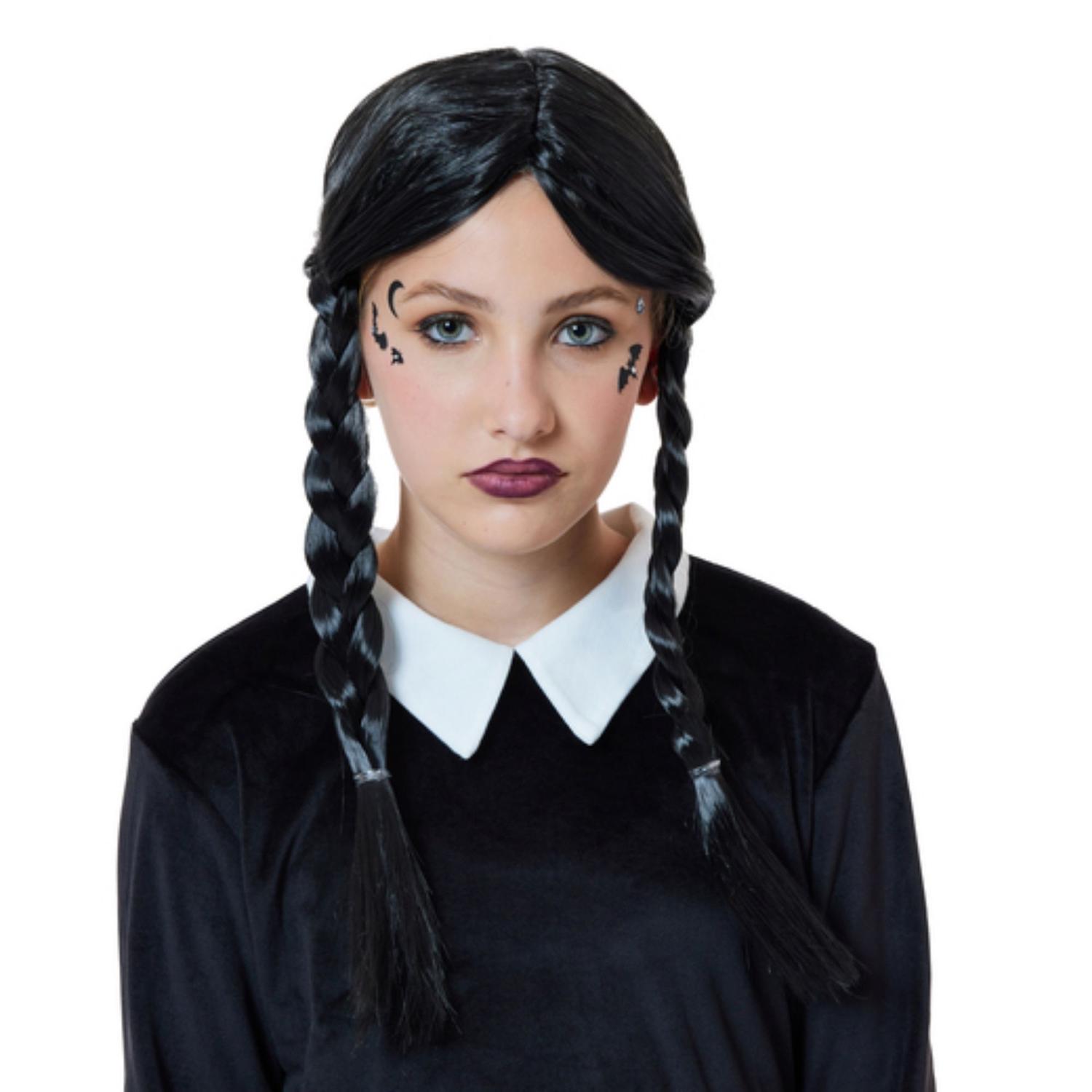 Peluca de Disfraz Pelo Negro con Trenzas