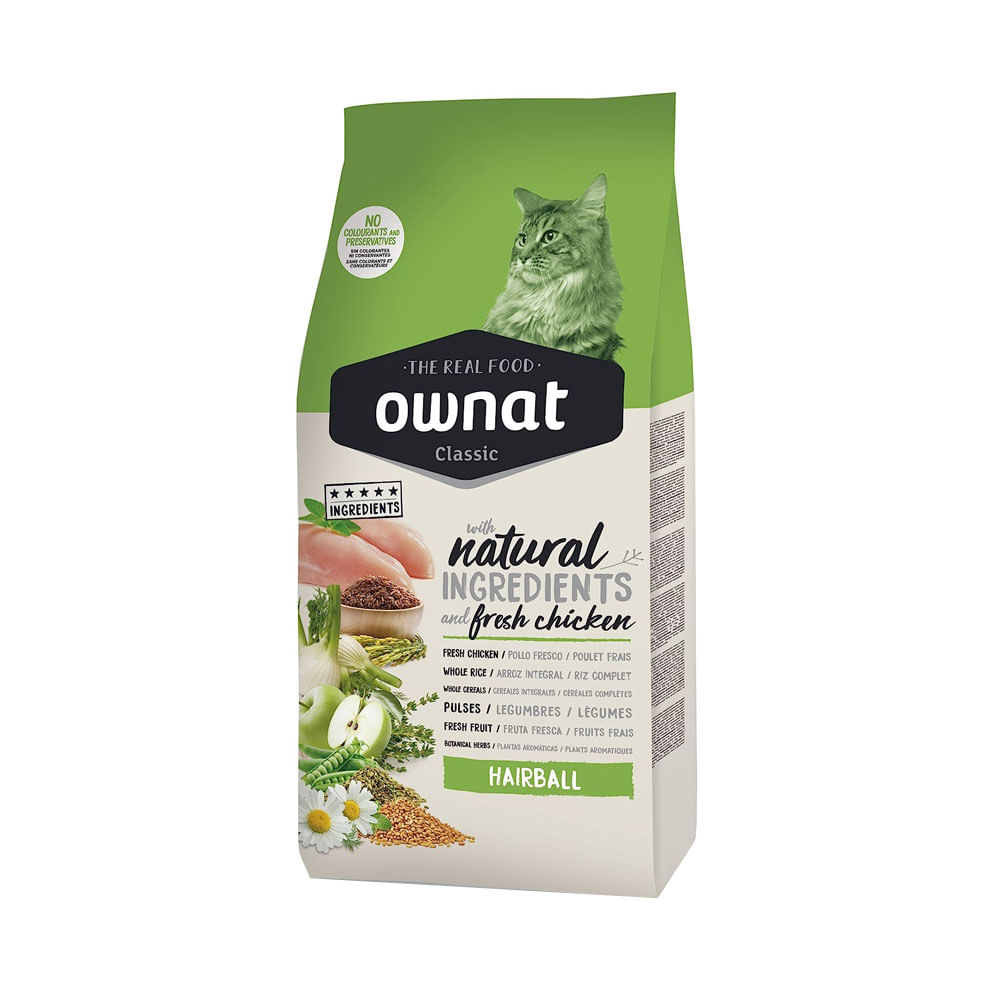 Alimento Ownat Classic Hairball para Gatos 1.5Kg