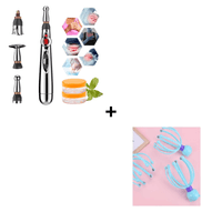 Combo Masajeador Manual Pulpo para Cabeza + Lápiz de Acupuntura 3 en 1 Eléctrico