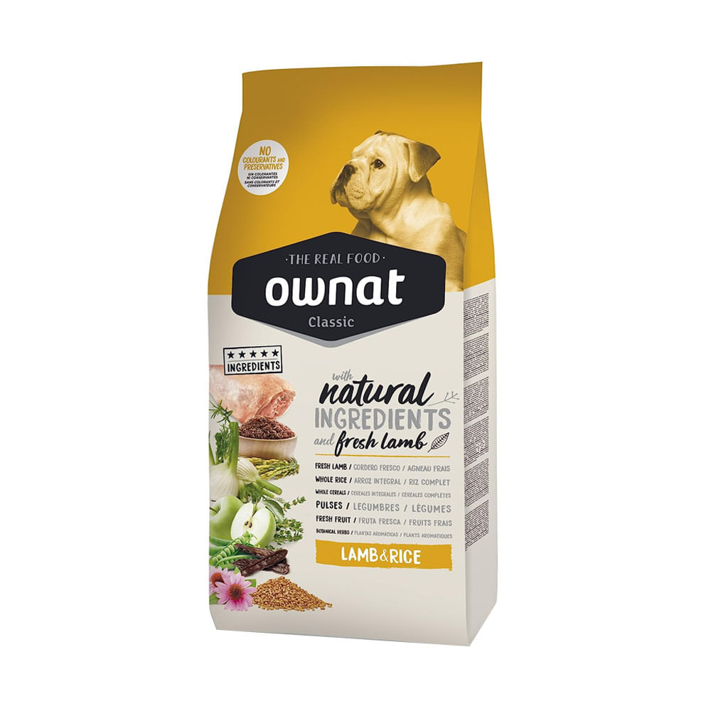 Alimento Ownat Classic para perros sabor Cordero y Arroz 4kg