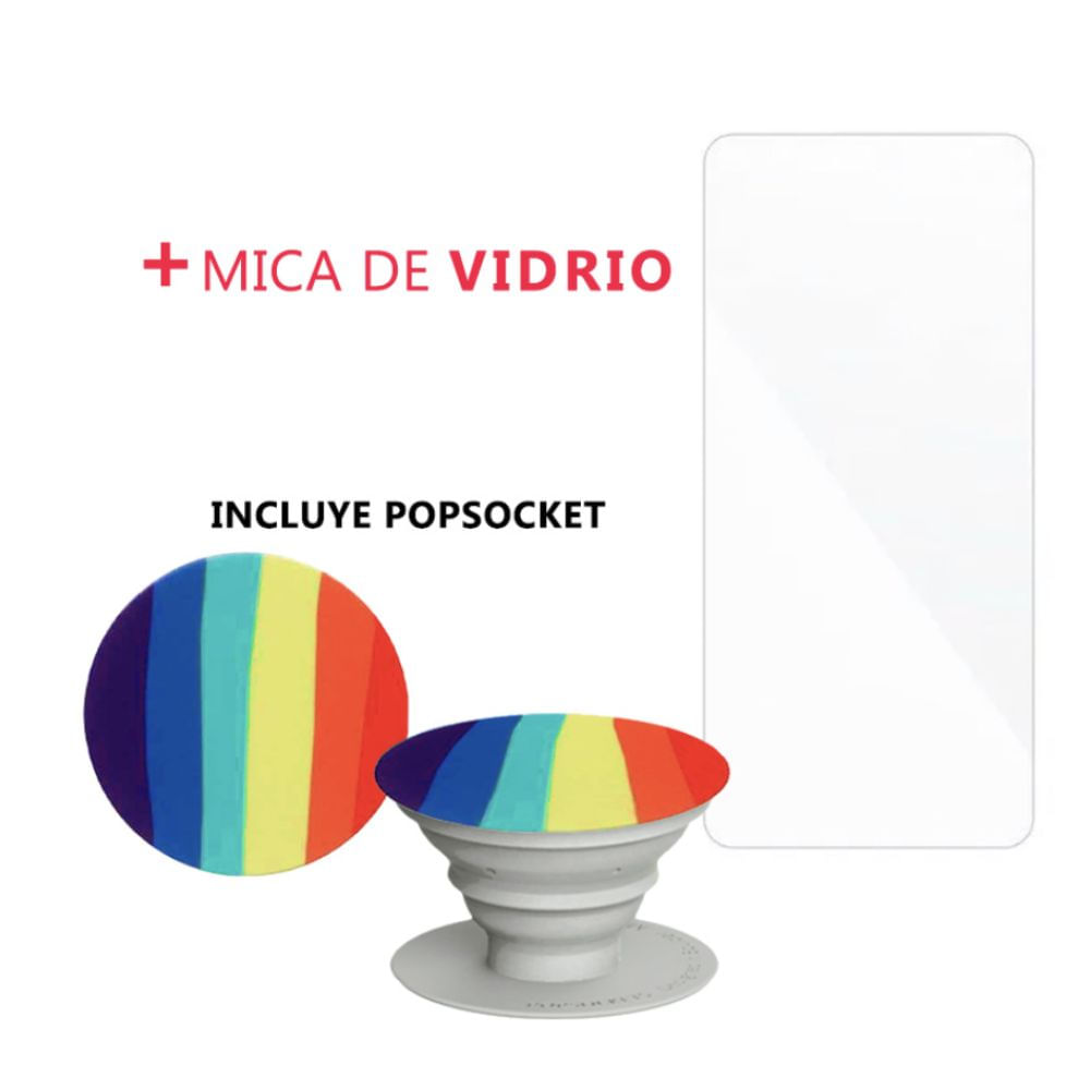 Case Arcoiris Rainbow Rojo para Samsung A72 + Mica pantalla + Popsocket