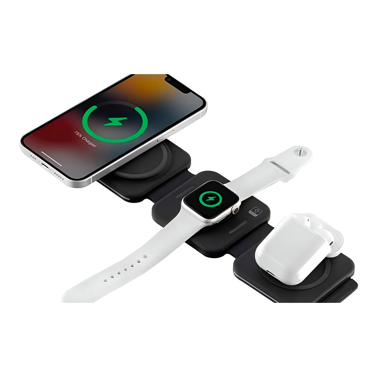 Cargador Portátil Bluetooth 3 en 1 con Soporte Pagable | Negro