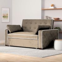 Sofá Cama Hisar con 2 Almohadas 2 Plz - Beige Claro