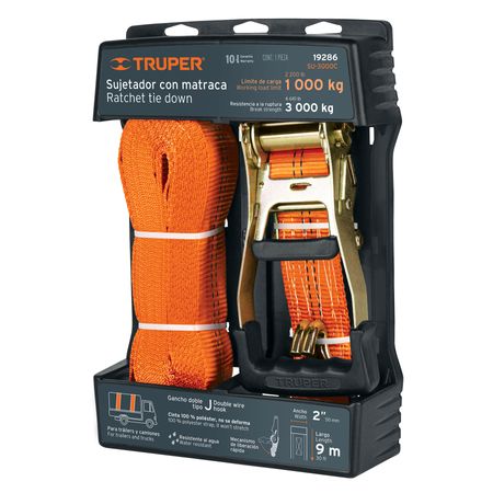 Sujetador con ratchet carga máxima 3000 kg truper 19286