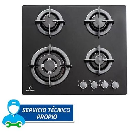 Cocina Encimera Empotrable a Gas de 4 Hornillas Indurama EGI-604VDNEG Negro