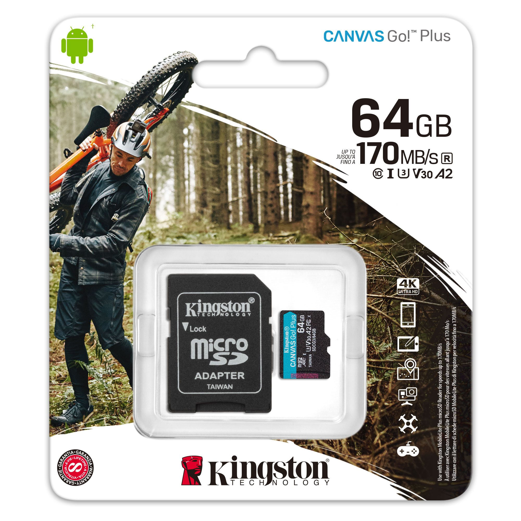 Memoria Kingston 64GB Canvas Go! Plus UHS-I MicroSDXC SD 170 MB/s - SDCG3/64GB
