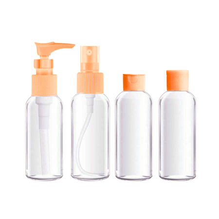 Set de 4 Frascos Pulverizador Contenedor de Aseo para Viaje Naranja