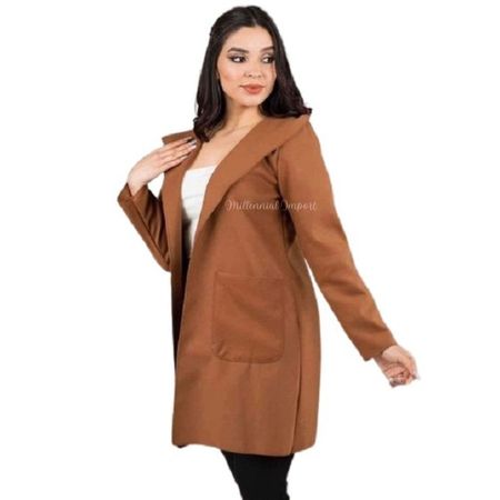 Saco Capa Blazer para mujer con Capucha Moda Casual Color Camell