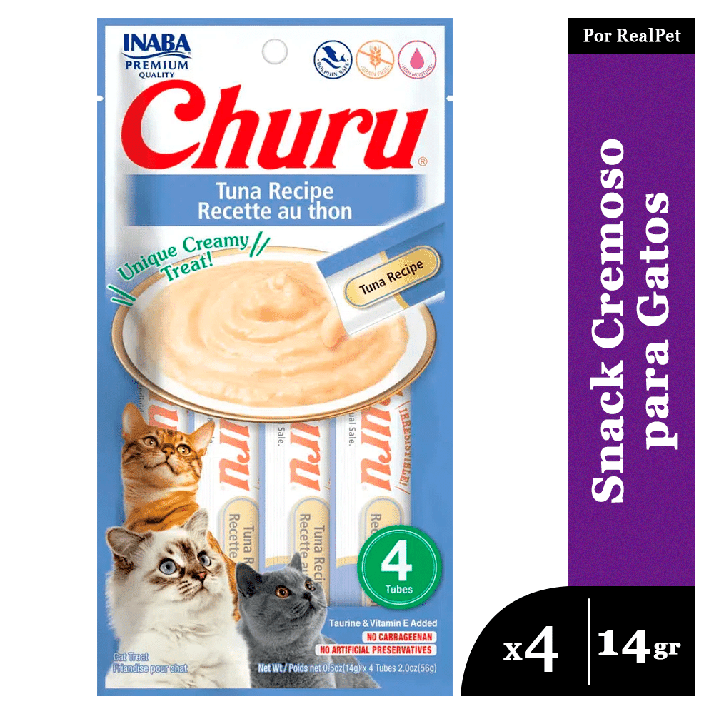 Snack Cremoso para Gato Churu Sabor Atún 4 x 14gr