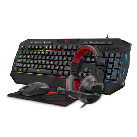 Combo Gaming 4 en 1 Teclado RGB Mouse, Audífono y Mousepad GAMENOTE HAVIT KB501CM